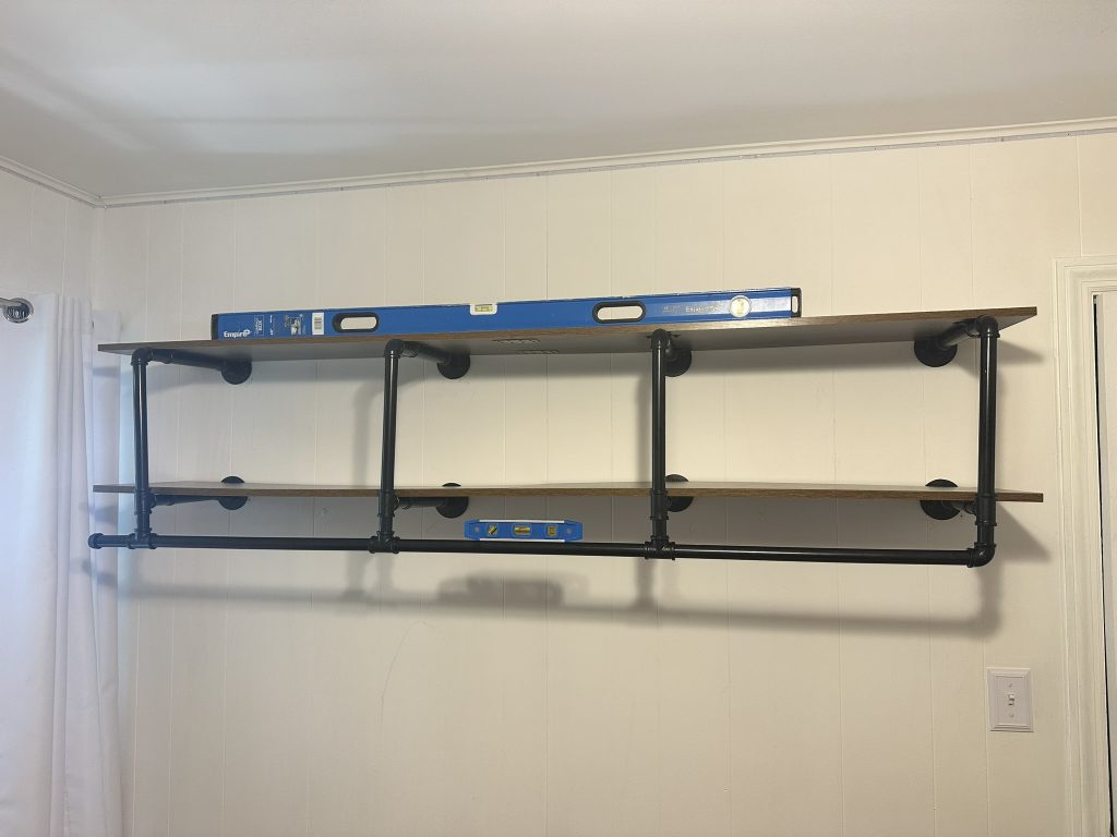 Two tier pipe bracket shelf in Westbury, NY